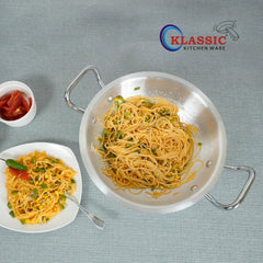 KLASSIC Round Aluminum Wok Metal Finish with Lid | Superior Cooking Performance - Klassic kitchenware Pk