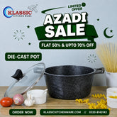 KLASSIC Die cast Non Stick Marble Coated Induction base Casserole with Glass Lid Black