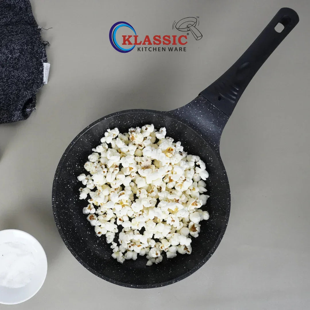KLASSIC Die Cast Marble Coated Frying Pan Black - Klassic kitchenware Pk
