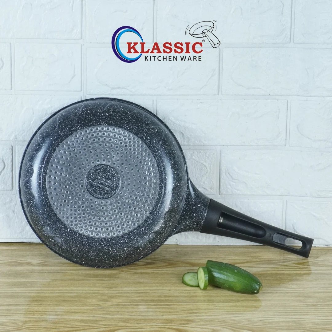 KLASSIC Die Cast Marble Coated Frying Pan Black - Klassic kitchenware Pk