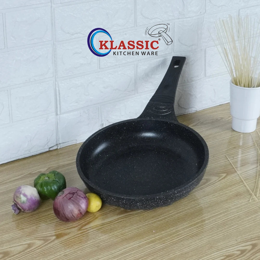 KLASSIC Die Cast Marble Coated Frying Pan Black - Klassic kitchenware Pk