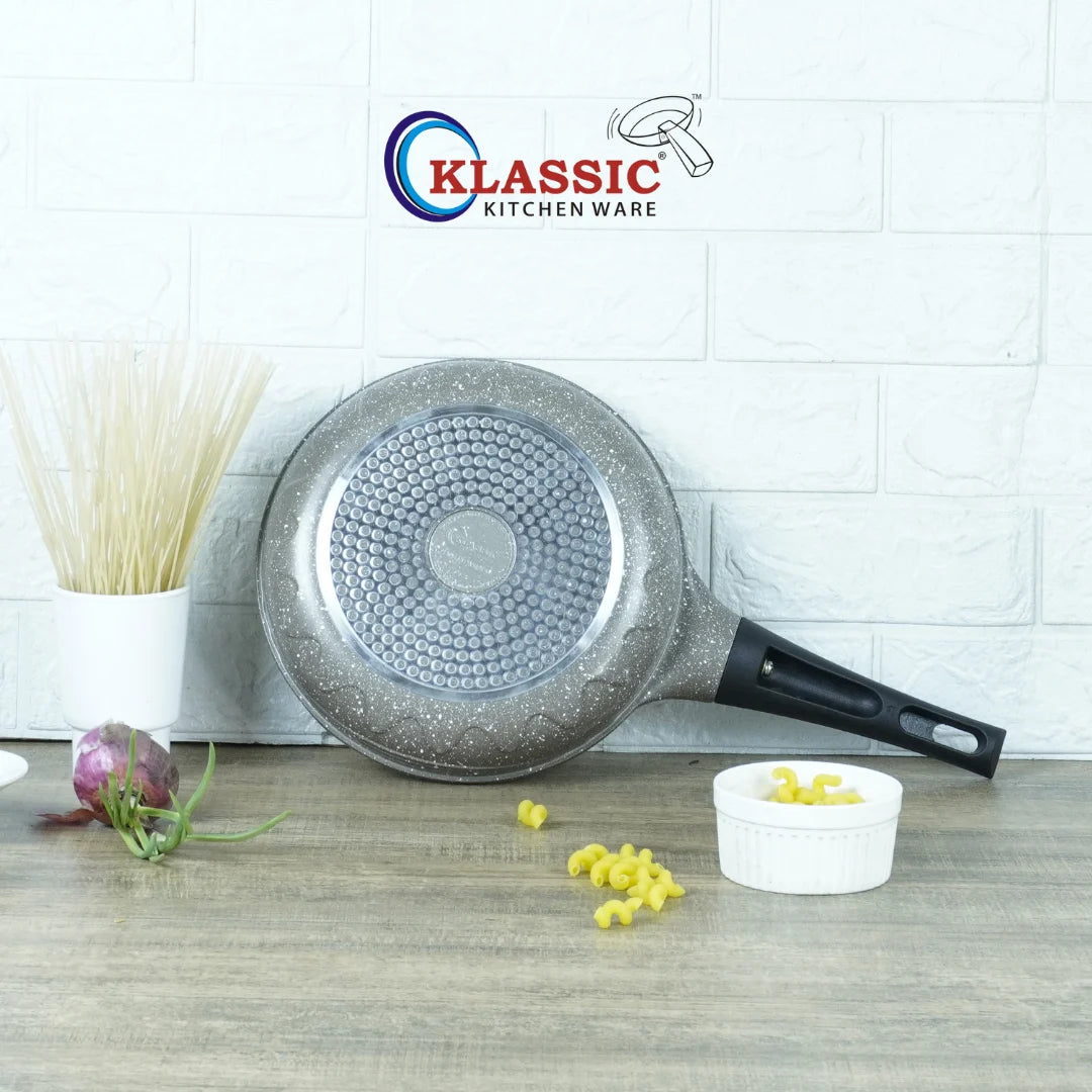 KLASSIC Die-Cast Marble Coated Frying Pan Beige | Buy Now - Klassic kitchenware Pk