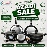 Klassic Premium Oscar Non Stick Induction Base Cookware Set / Kitchenware Set 11 Pieces with Glass Lid