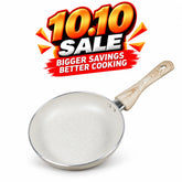 KLASSIC White Marble Coated Round Frying Pan colored handle