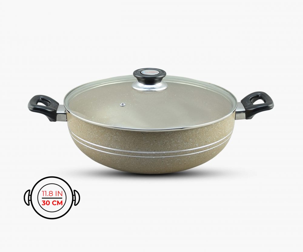 Klassic Round Base Wok/Karahi Aluminum Cooking Pot & Pans 30cm 502-a 