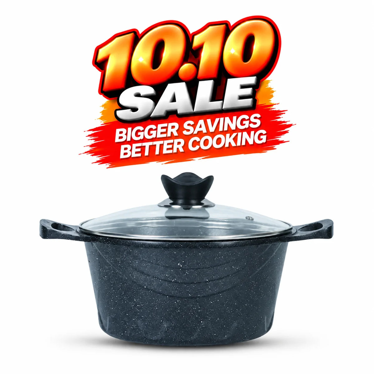 KLASSIC Die cast Non Stick Marble Coated Induction base Casserole with Glass Lid Black
