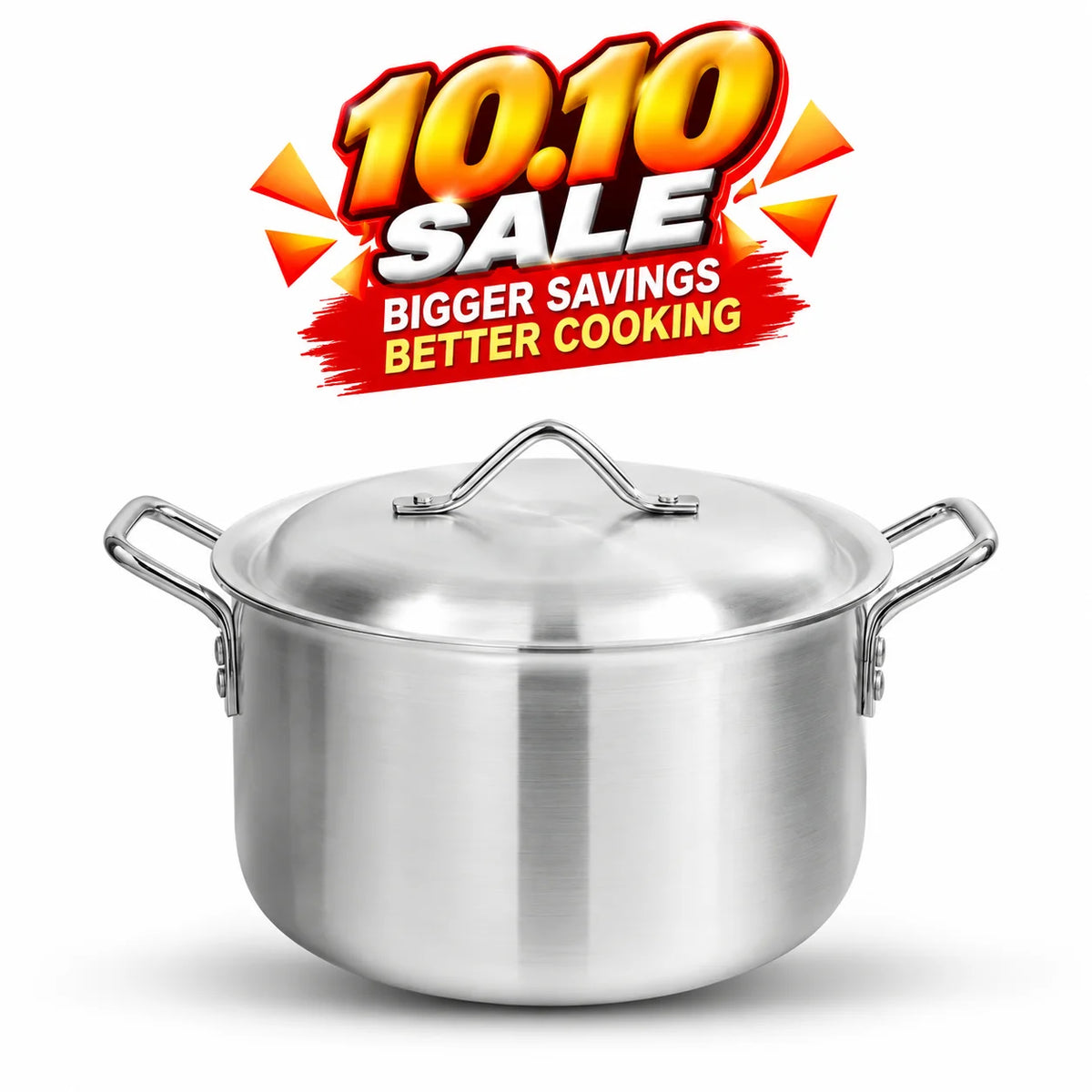 KLASSIC Aluminum Silver Steel Metal Finish Casserole/ Cooking Pot With Lid