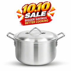 KLASSIC Aluminum Silver Steel Metal Finish Casserole/ Cooking Pot With Lid