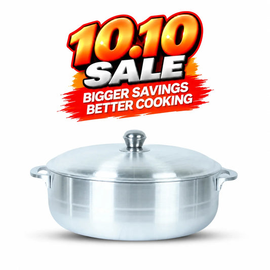 KLASSIC Aluminum Silver Steel Metal Finish Caldero Wok/Karahi With Lid 1254