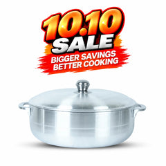 KLASSIC Aluminum Silver Steel Metal Finish Caldero Wok/Karahi With Lid