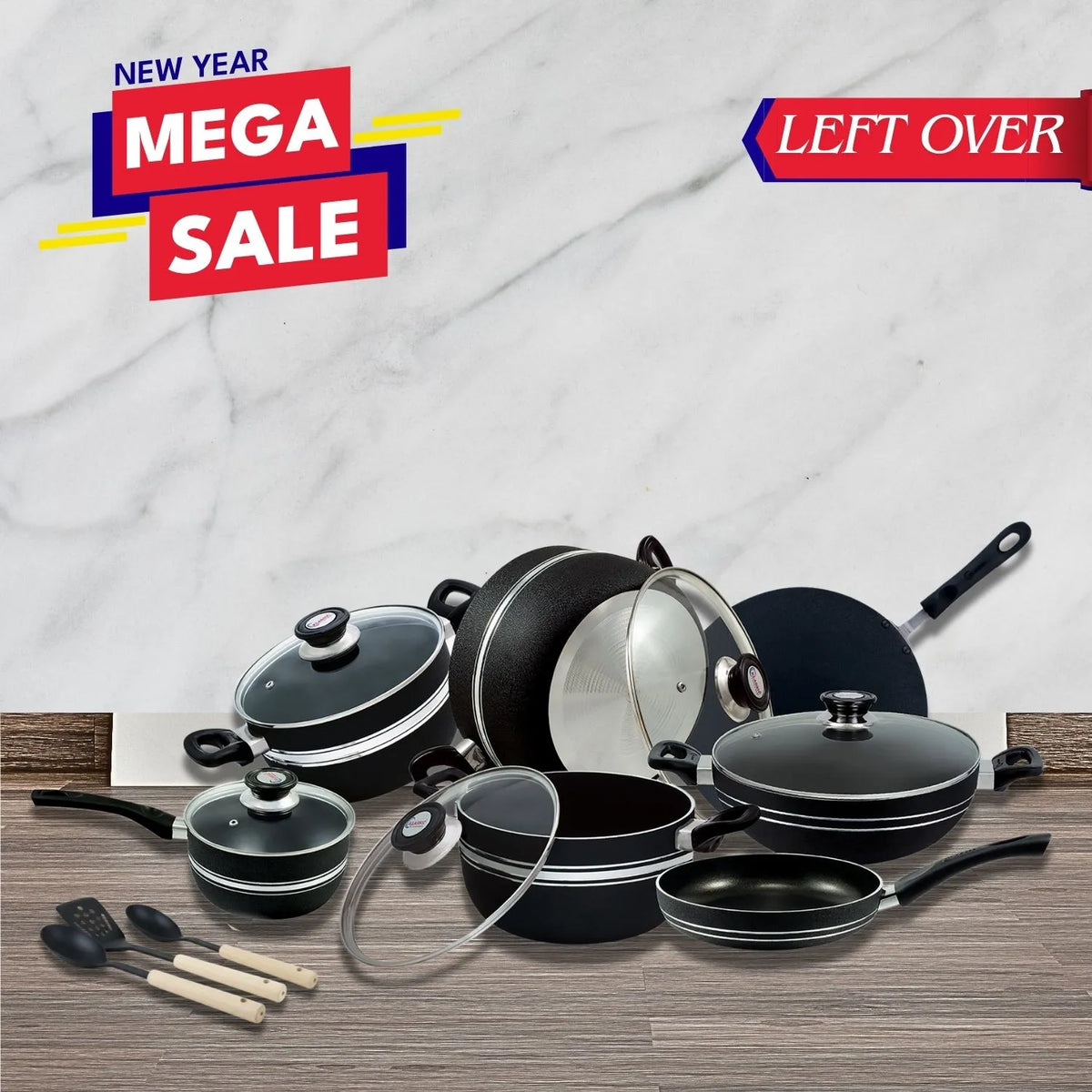 KLASSIC Corsage Non-Stick Cookware Set/Kitchen Set of 15 Pieces