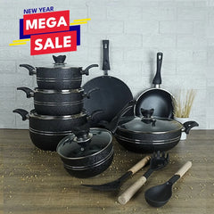 KLASSIC Vario Non-Stick Cookware Set/Kitchen Set of 15 Pieces With Glass Lid