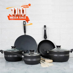 Klassic Oscar Non Stick Cookware Set/Kitchenware Set 11 Pieces with Glass Lid