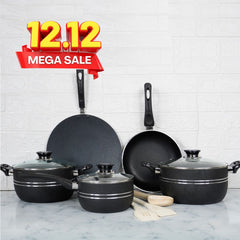 Klassic Oscar Non Stick Cookware Set/Kitchenware Set 11 Pieces with Glass Lid