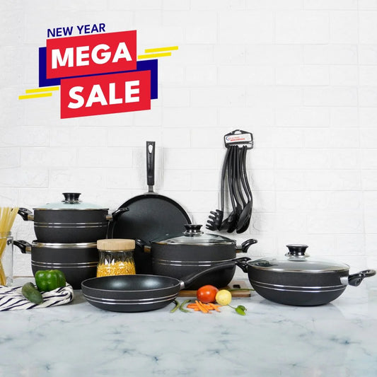 Klassic Prestige Non-Stick Cookware Set 16 Pieces with Glass Lid 1080