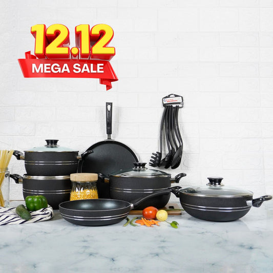 Klassic Prestige Non-Stick Cookware Set 16 Pieces with Glass Lid 1080
