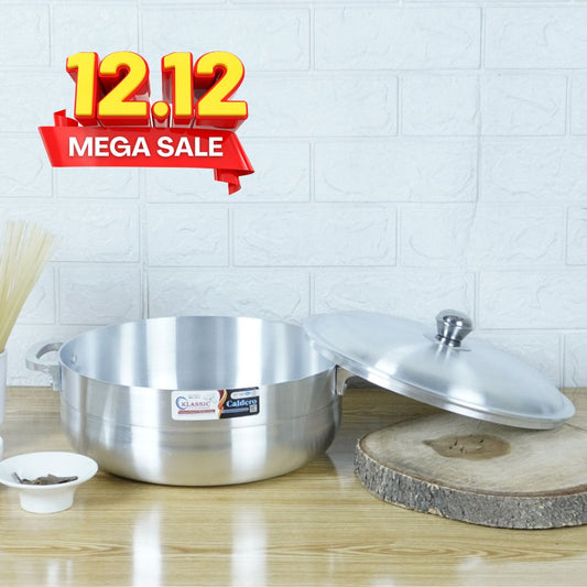 KLASSIC Aluminum Silver Steel Metal Finish Caldero Wok/Karahi With Lid 1080