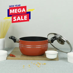 Klassic Best Non-Stick Casserole Cooking Pot (Red Handi) with Glass Lid