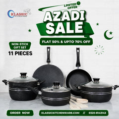 Klassic Oscar Non Stick Cookware Set/Kitchenware Set 11 Pieces with Glass Lid
