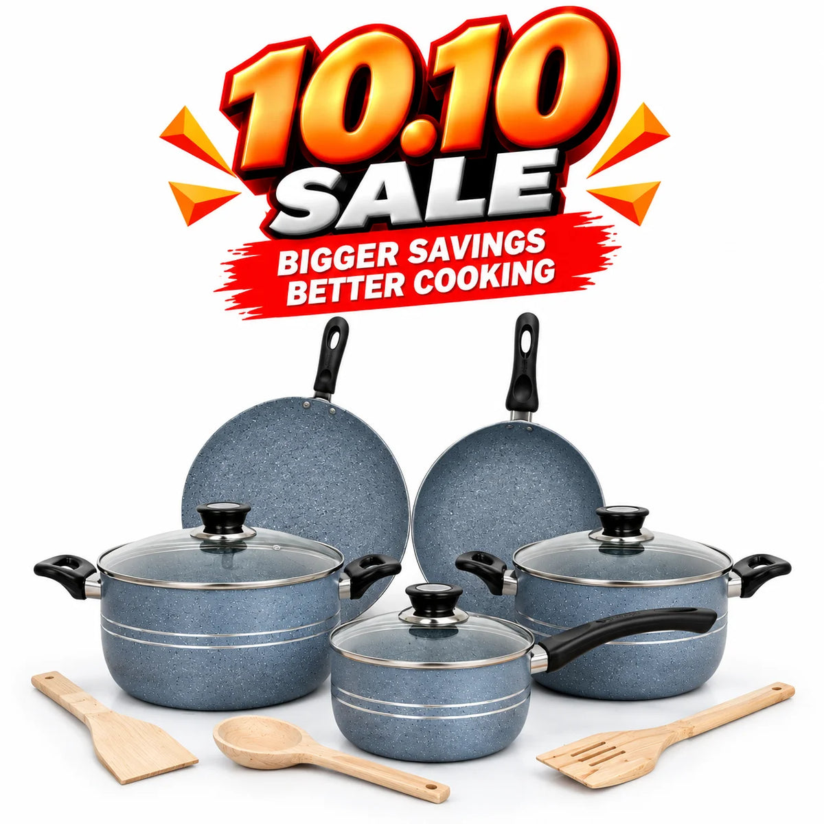 KLASSIC Oscar Marble Coated Cookware Gift Set 11 Pieces Gray