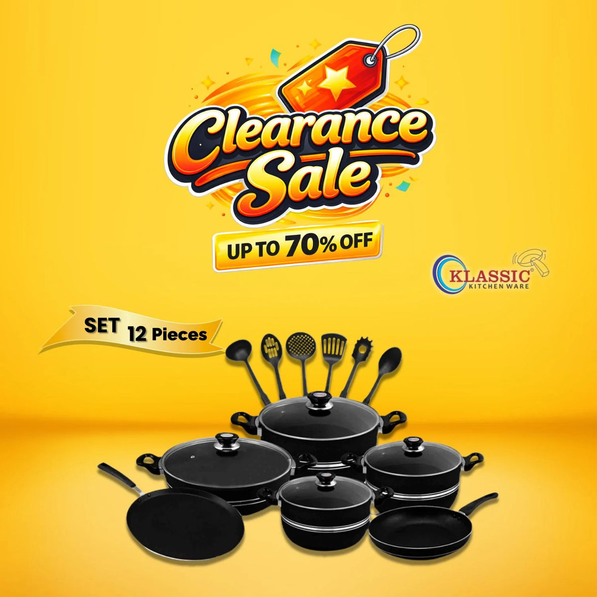 Non-Stick Cookware Set 16 Pieces with Glass Lid (Corsage Series)
