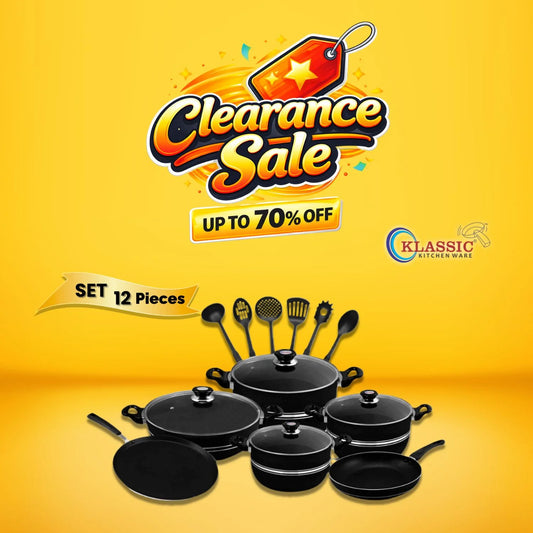 Non-Stick Cookware Set 16 Pieces with Glass Lid (Corsage Series) 1500