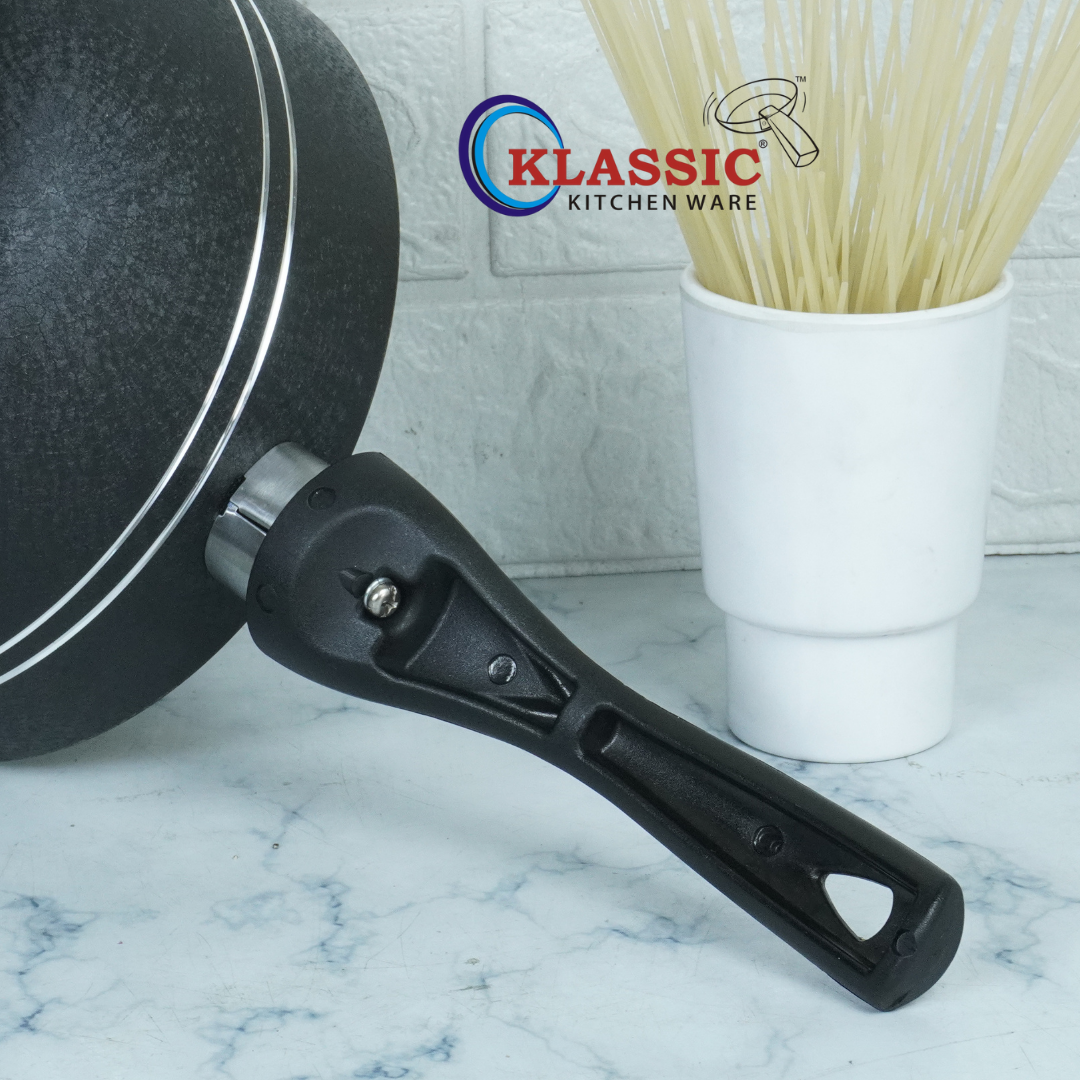 KLASSIC Best Non Stick Long Handle Casserole/Cooking Pot Handi with Glass Lid