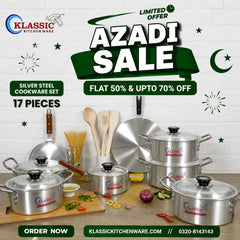 Klassic Aluminum Silver Steel Cookware Gift Set  17Pcs