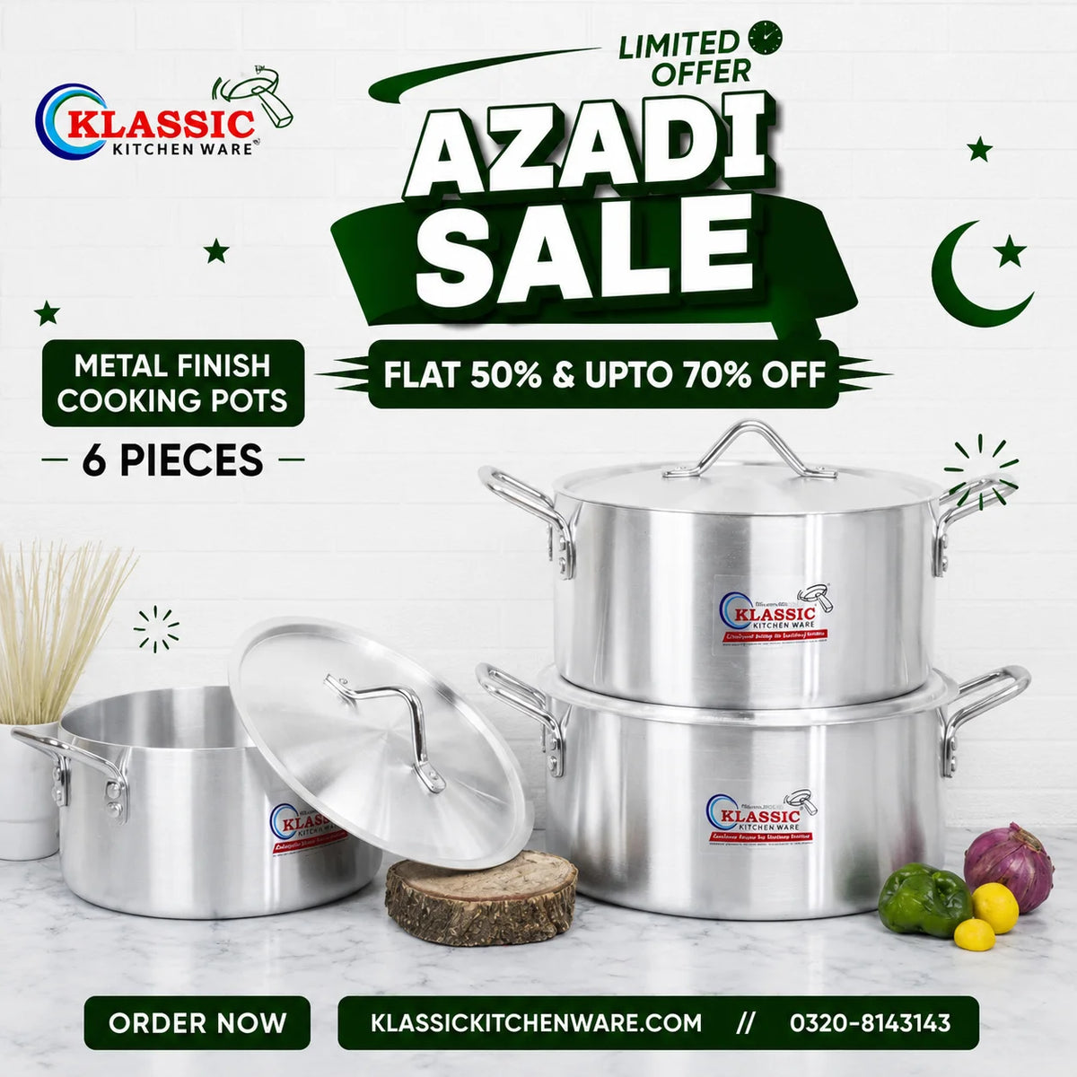 Klassic Smart  Aluminum Alloy Metal Finish Cooking pots Cookware Set