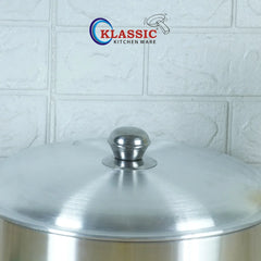 KLASSIC Aluminum Silver Steel Metal Finish Caldero Wok/Karahi With Lid