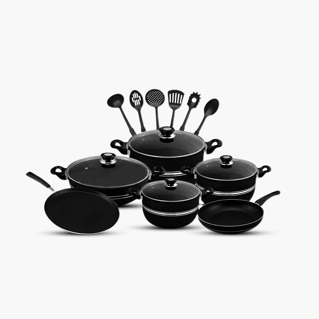 Klassic Prestige Non-Stick Cookware Set 16 Pieces with Glass Lid