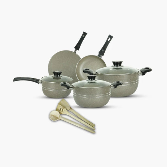 KLASSIC Oscar Marble Coated Cookware Gift Set 11 Pieces Beige - Klassic kitchenware Pk 1080