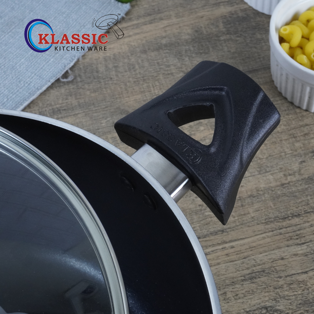 KLASSIC Best Non Stick Long Handle Casserole/Cooking Pot Handi with Glass Lid