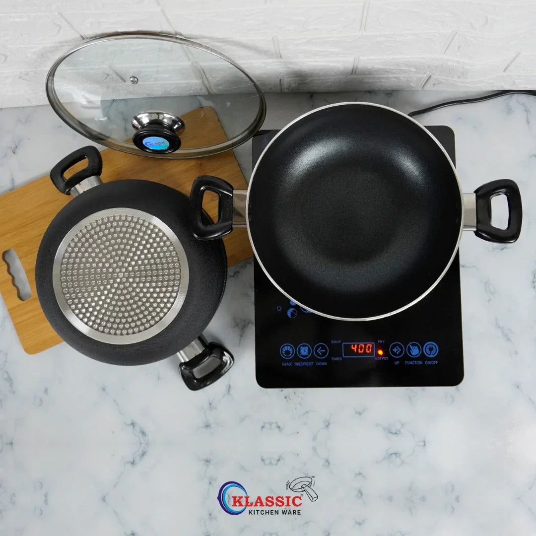 Classicor Invector Cookware KLASSIC Induction Based Non Stick Casserole / Cooking Pot with Glass ...