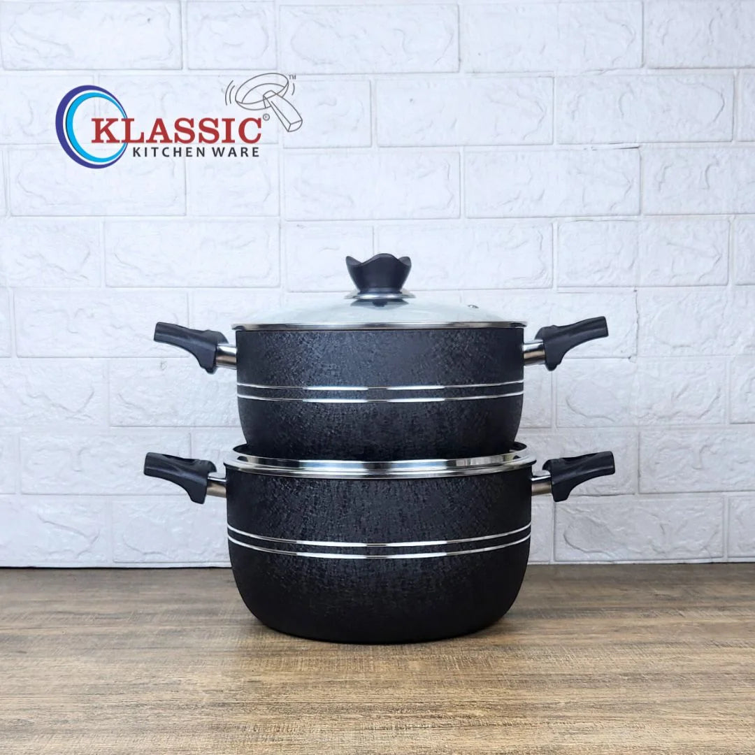 Klassic Premuim Heavy Gauge Non Stick Induction Base Casserole/ Cooking Pots Handi Set
