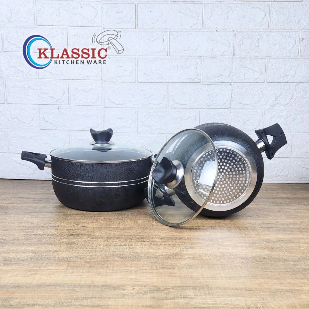 Klassic Premuim Heavy Gauge Non Stick Induction Base Casserole/ Cooking Pots Handi Set