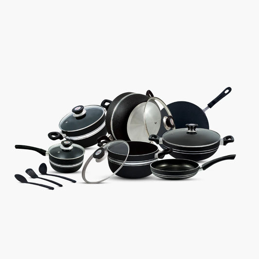 KLASSIC Vario Non-Stick Cookware Set/Kitchen Set of 15 Pieces With Glass Lid - Klassic kitchenware Pk 1080