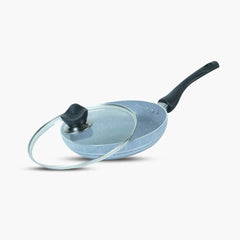  Klassic NonStick Marble Coated best Frying Pan with Glass Lid Grey