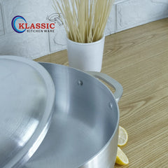 KLASSIC Aluminum Silver Steel Metal Finish Caldero Wok/Karahi With Lid