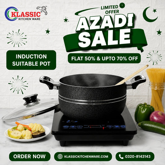KLASSIC Induction Based Non Stick Casserole / Cooking Pot with Glass Lid 1254