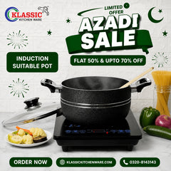 KLASSIC Induction Based Non Stick Casserole / Cooking Pot with Glass Lid