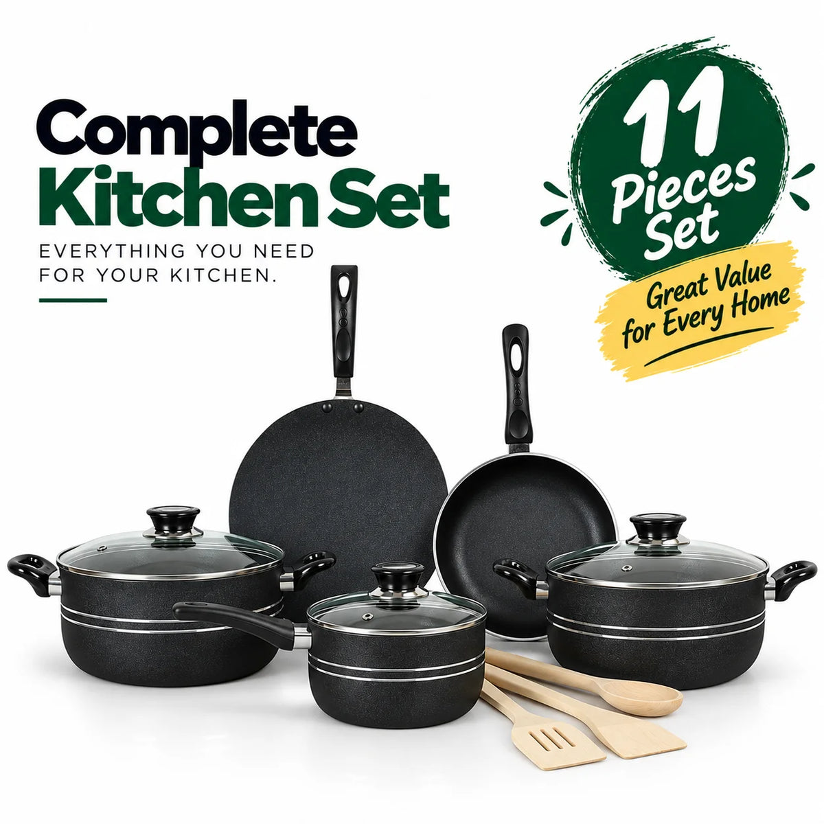 Budget Friendly Series | Non Stick Cookware Set / Kitchenware Set 11 Pieces