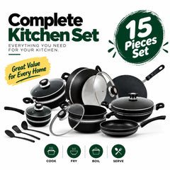 Budget Friendly Series Non-Stick Cookware Set/Kitchen Set of 15 Pieces