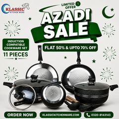 Klassic Premium Oscar Non Stick Induction Base Cookware Set / Kitchenware Set 11 Pieces with Glass Lid