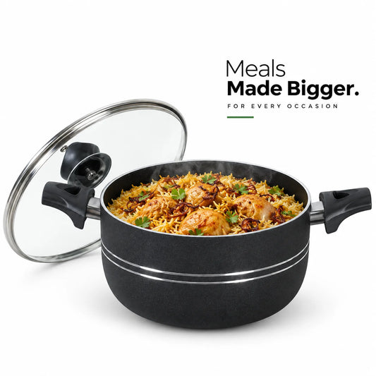 Budget Friendly Non Stick Casserole/Cooking Pot Handi with Glass Lid 1254