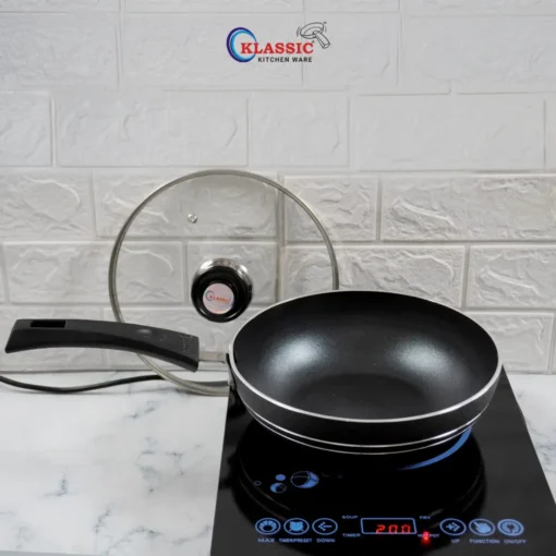 Wok Karahi Non Stick Long Handle Black