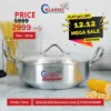 Aluminum Silver Steel Metal Finish Wok Karahi 28cm