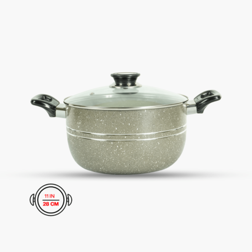 Cooking Pot Marble beige 28cm Glass Lid