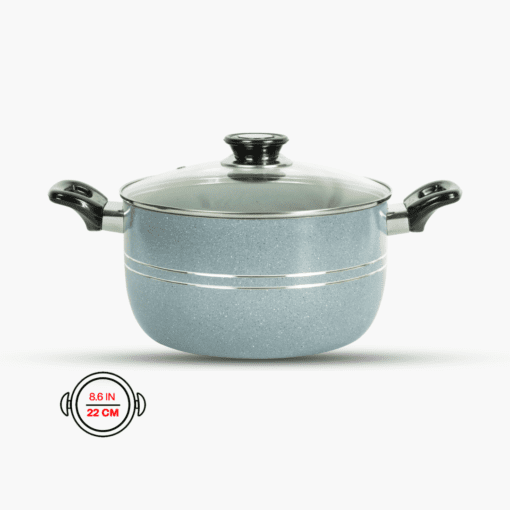 Marble Cooking Pot Gray 22cm Glass Lid