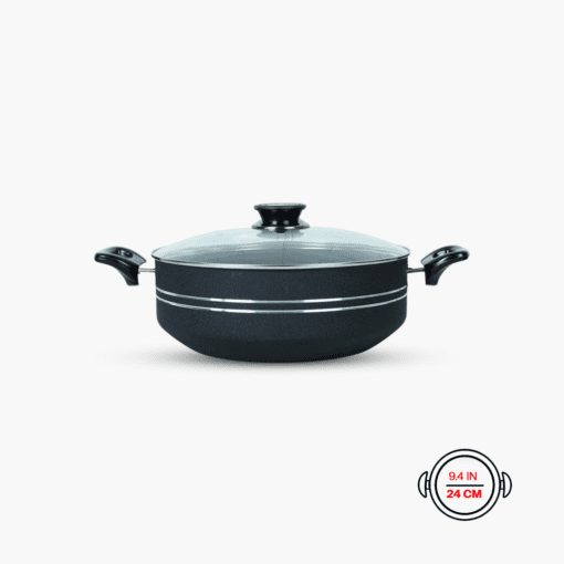 Flat wok karahi Non Stick 24cm black